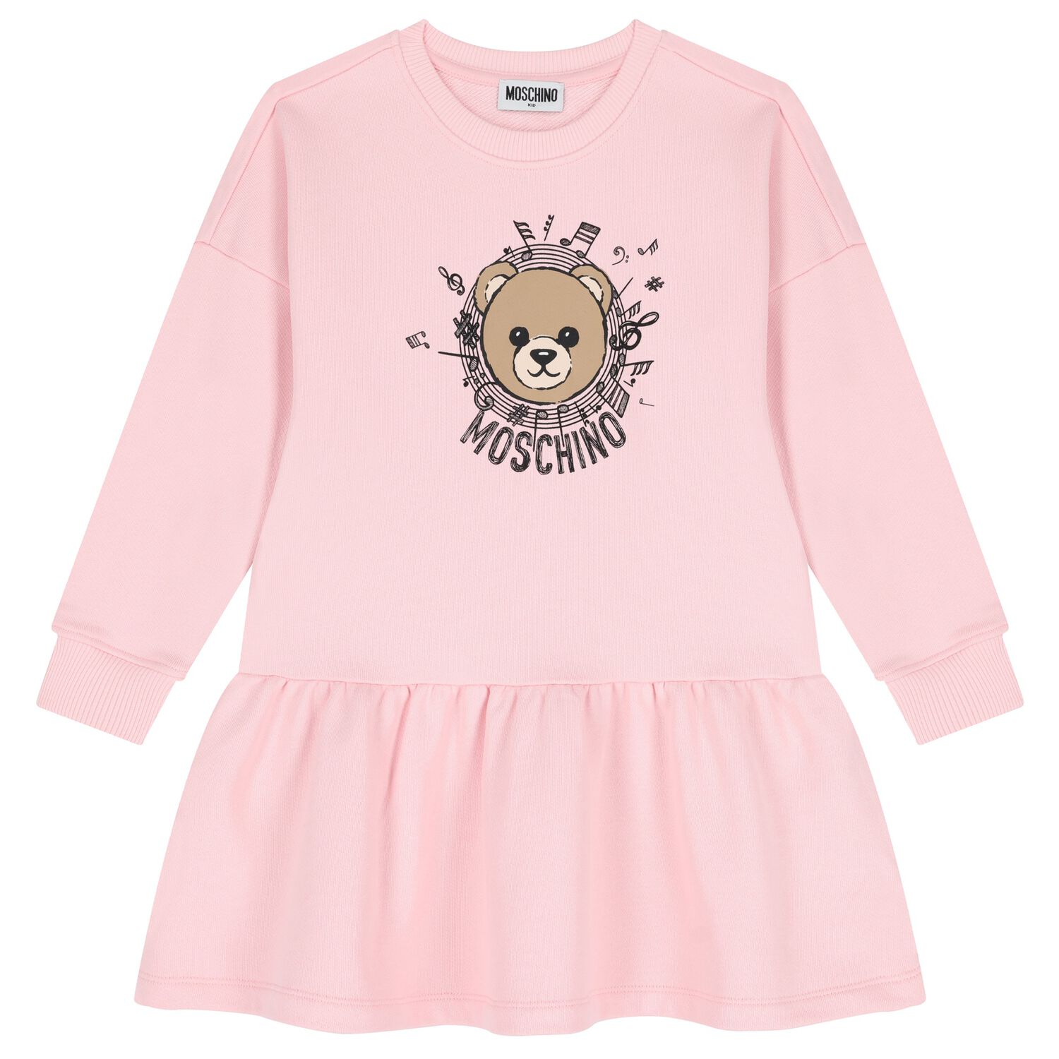 Girls Pink Teddy Bear Logo Dress, 1, hi-res