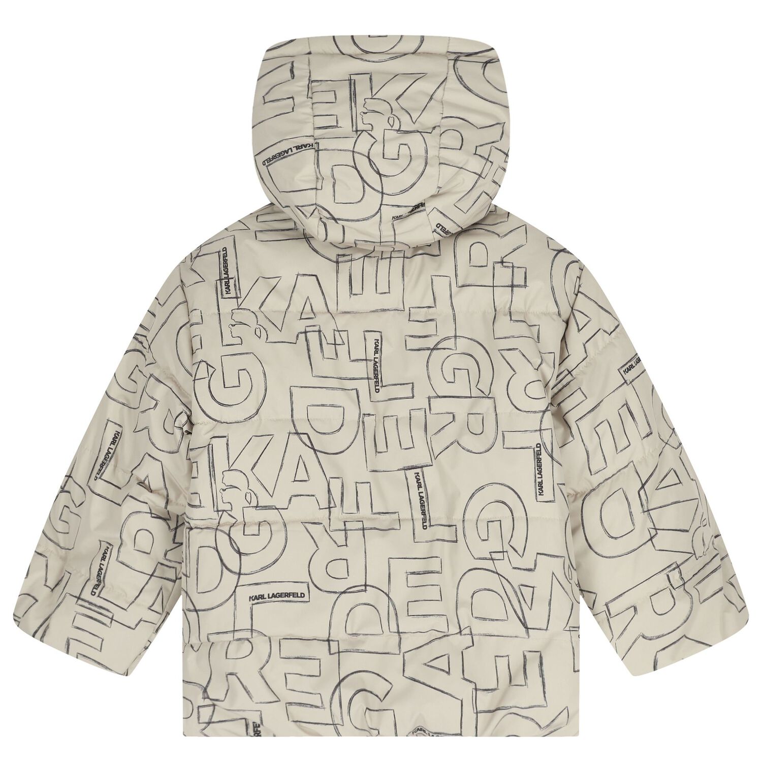 Boys Beige & Black Logo Reversible Puffer Jacket, 1, hi-res