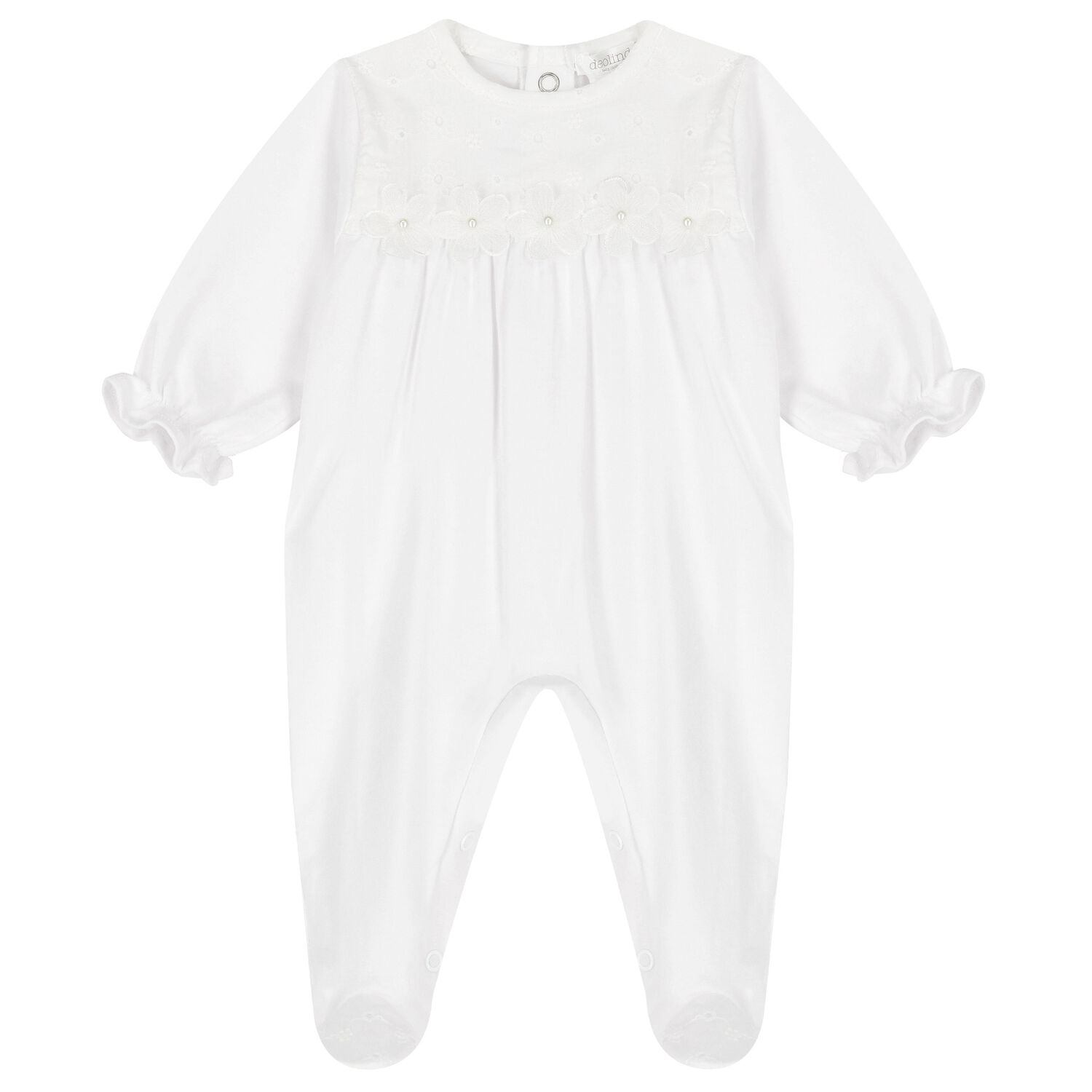 Baby Girls White Floral Babygrow, 1, hi-res image number null