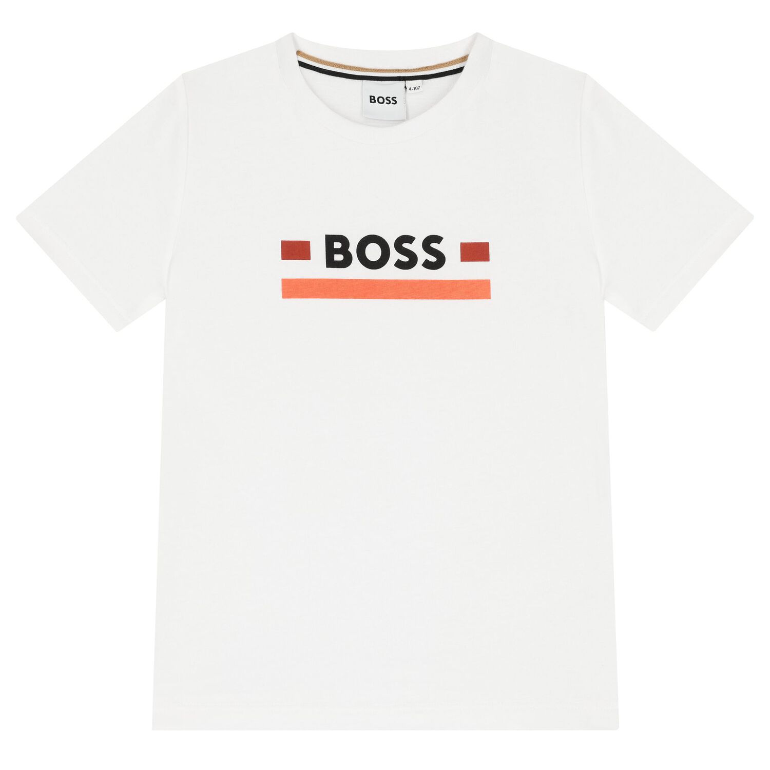 Boys White & Orange Logo Shorts Set, 1, hi-res