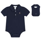 Boys Navy Blue Logo Babysuit Gift Set, 1, hi-res