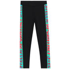 Girls Black Logo Leggings, 1, hi-res