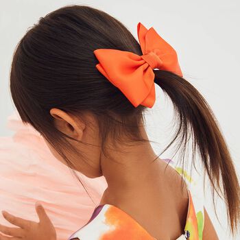 Girls Orange Bow Hairclip