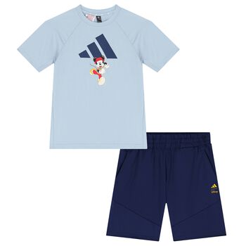 Boys Blue & Navy Blue Mickey Mouse Shorts Set