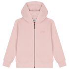 Girls Pink Logo Hooded Zip Up Top, 1, hi-res