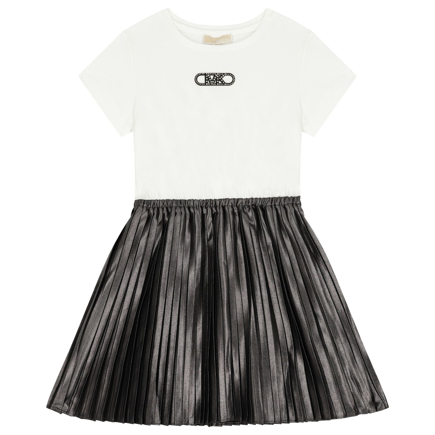 Girls Ivory & Grey Logo Dress, 1, hi-res