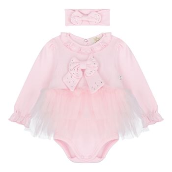 Baby Girls Pink Bow Tulle Dress Set 