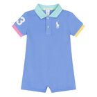 Baby Boys Blue Logo Romper, 1, hi-res