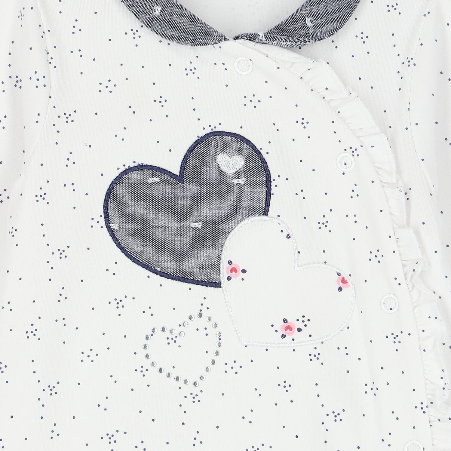 Baby Girls White Heart Babygrow, 1, hi-res image number null