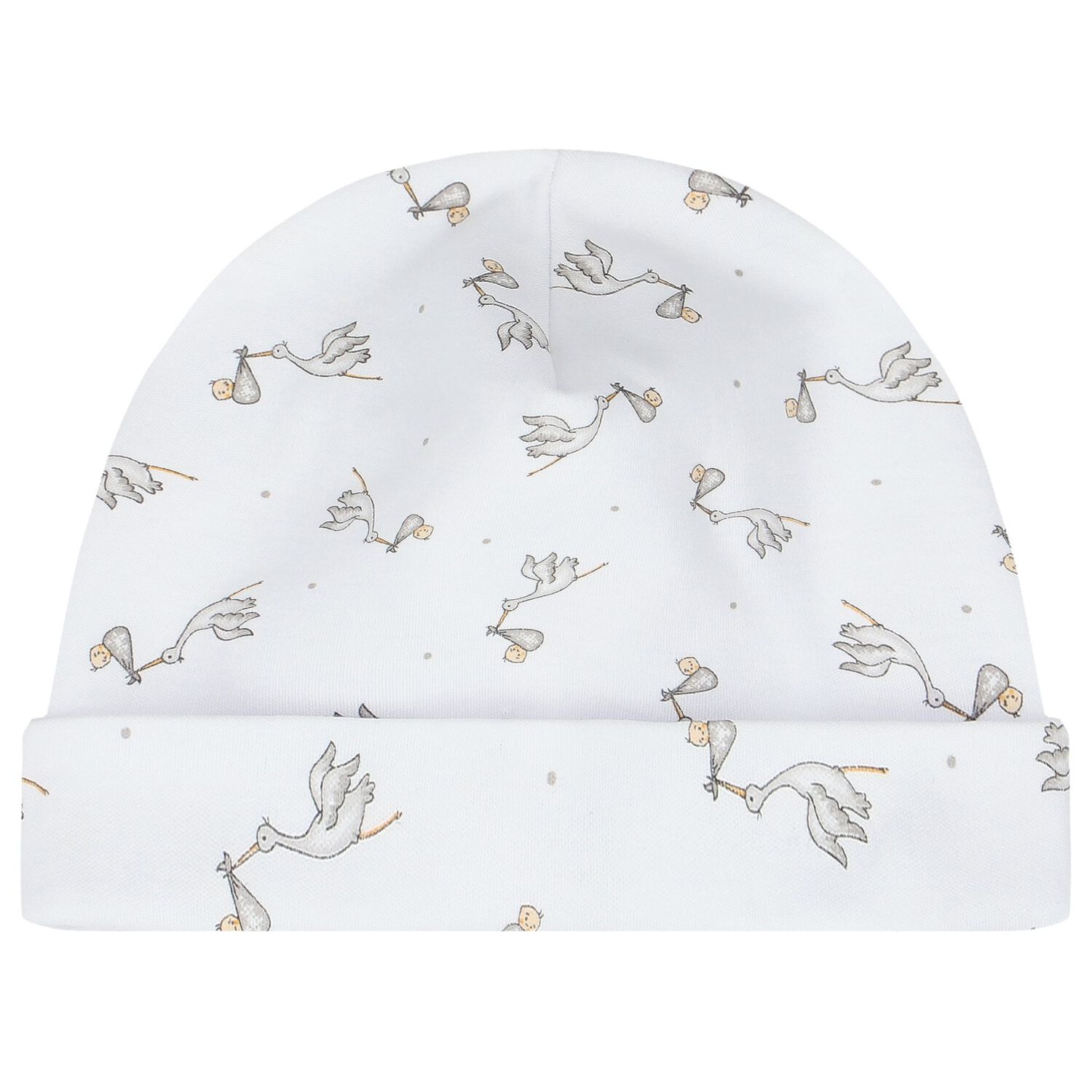 Baby White and Grey Stork Print Babygrow Set, 1, hi-res