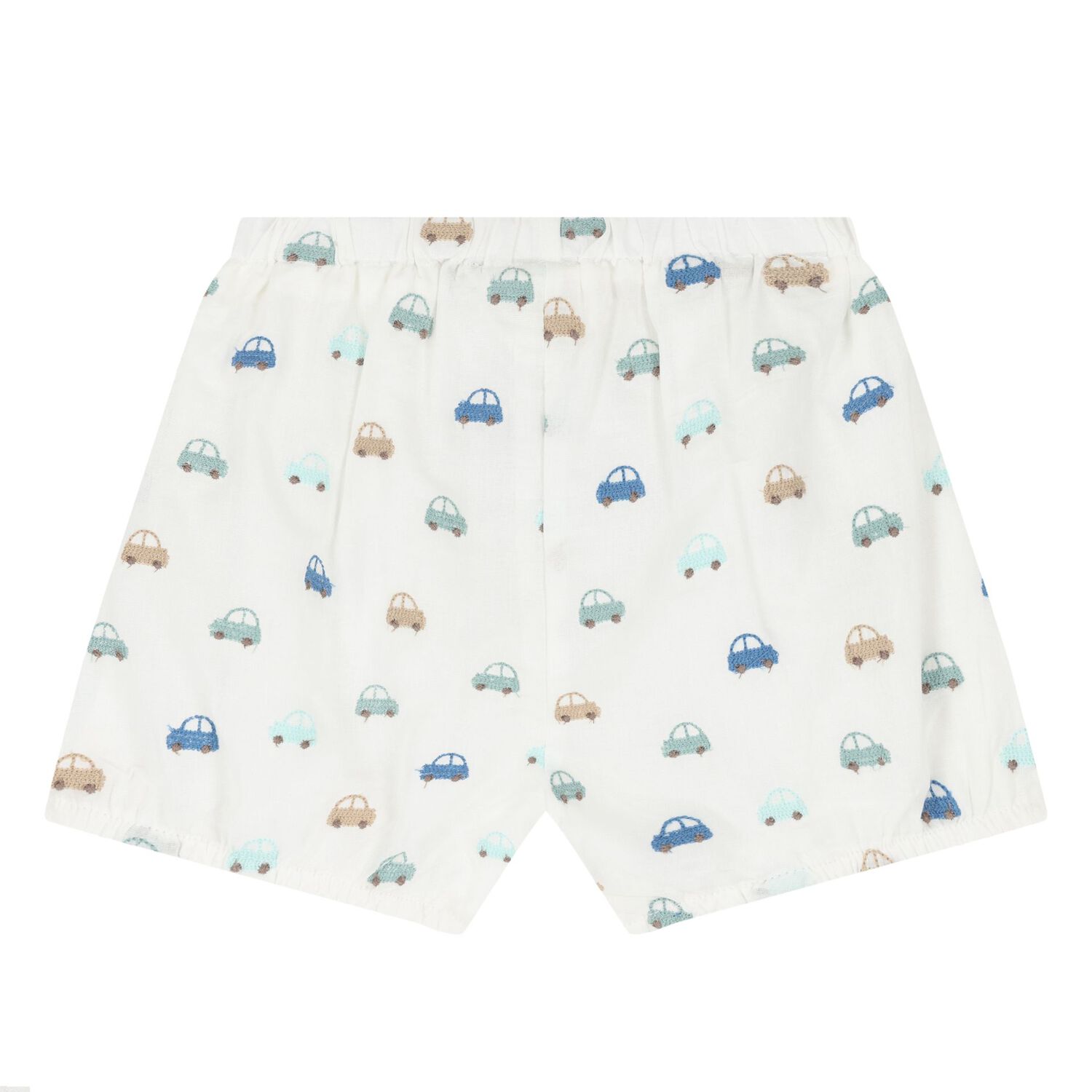 Baby Boys Green & White Car Shorts Set, 2, hi-res