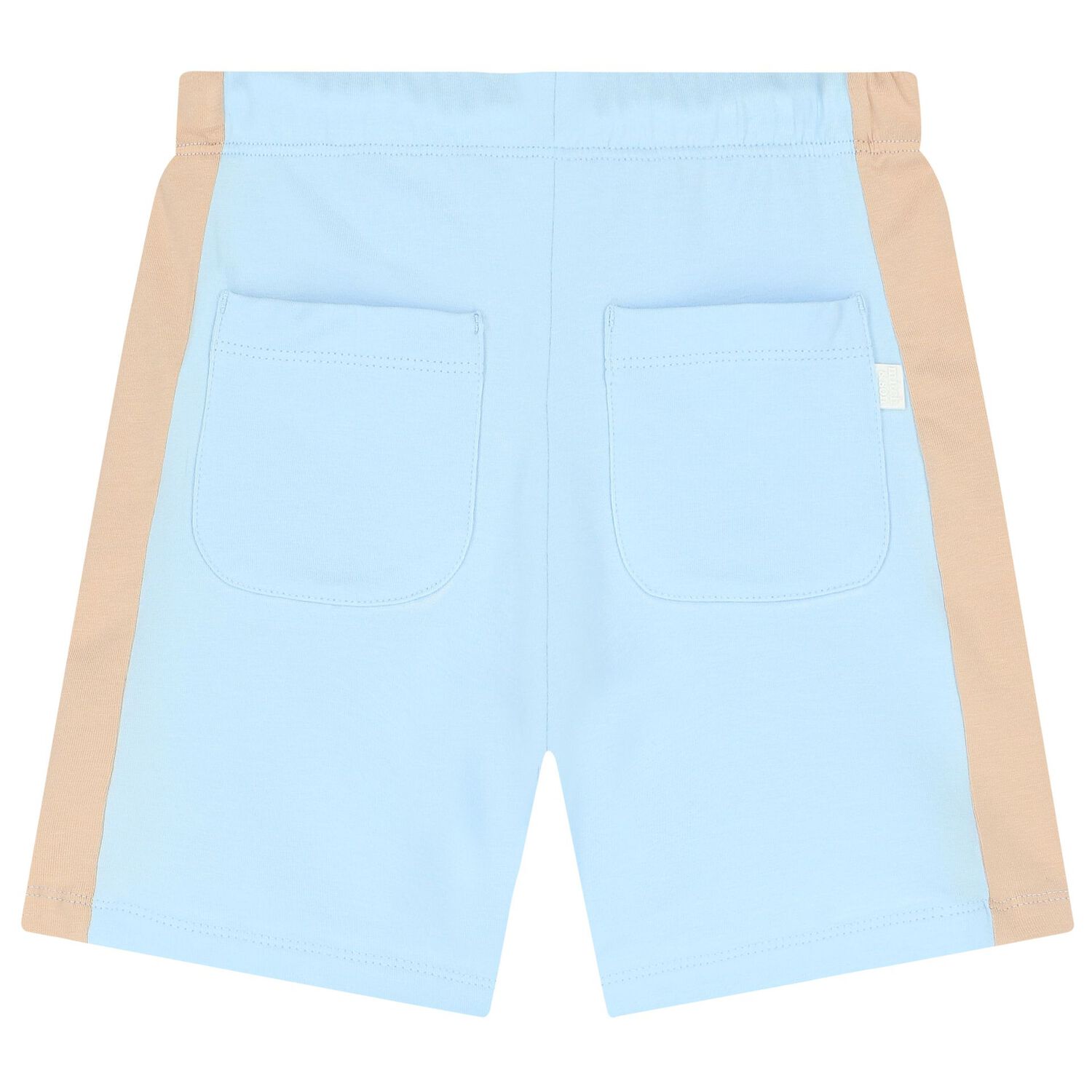 Boys Beige, White & Blue Logo Shorts Set, 1, hi-res