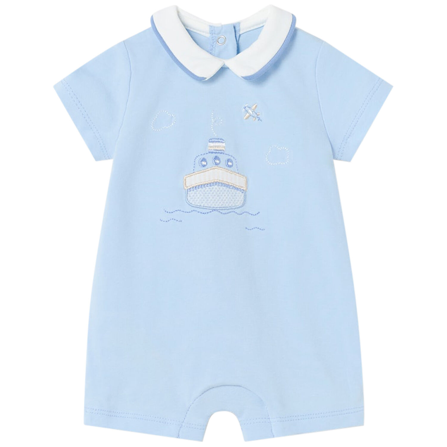 Baby Boys Blue Romper, 2, hi-res