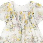 Girls White Floral Chiffon Dress, 1, hi-res
