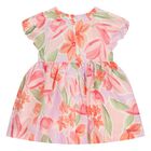 Younger Girls Pink & Orange Floral Dress, 1, hi-res