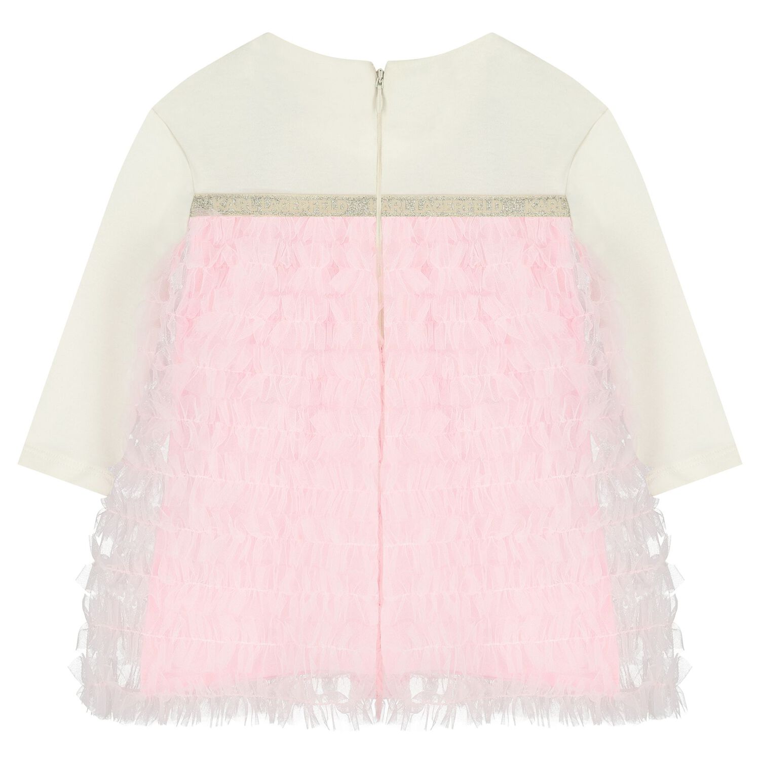 Baby Girls White & Pink Ruffled Dress, 1, hi-res