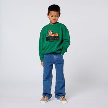 Boys Green Tiger Logo Sweatshirt