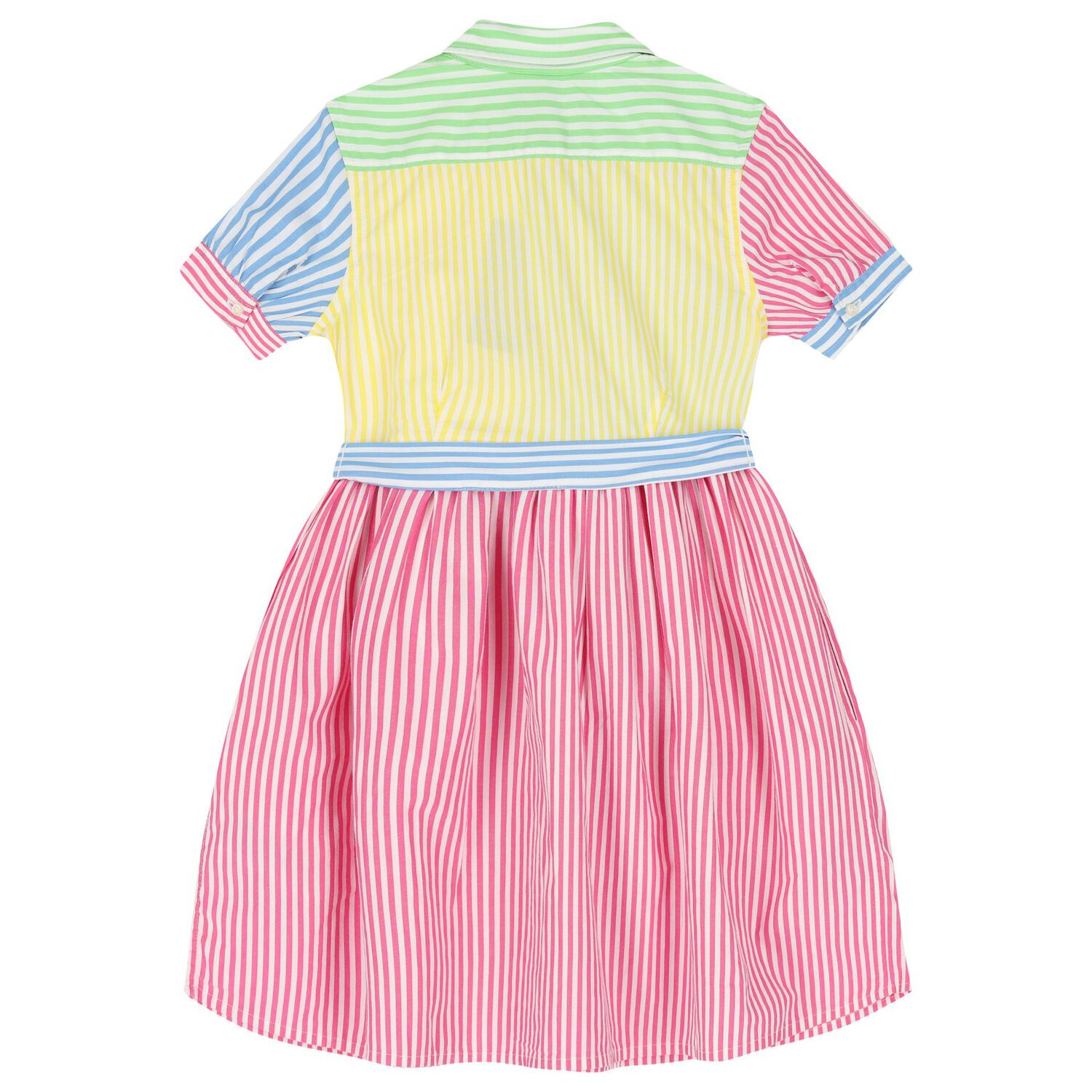 Girls Multi-Coloured Striped Dress, 1, hi-res