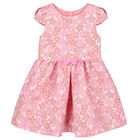 Girls Pink Floral Jacquard Dress, 1, hi-res