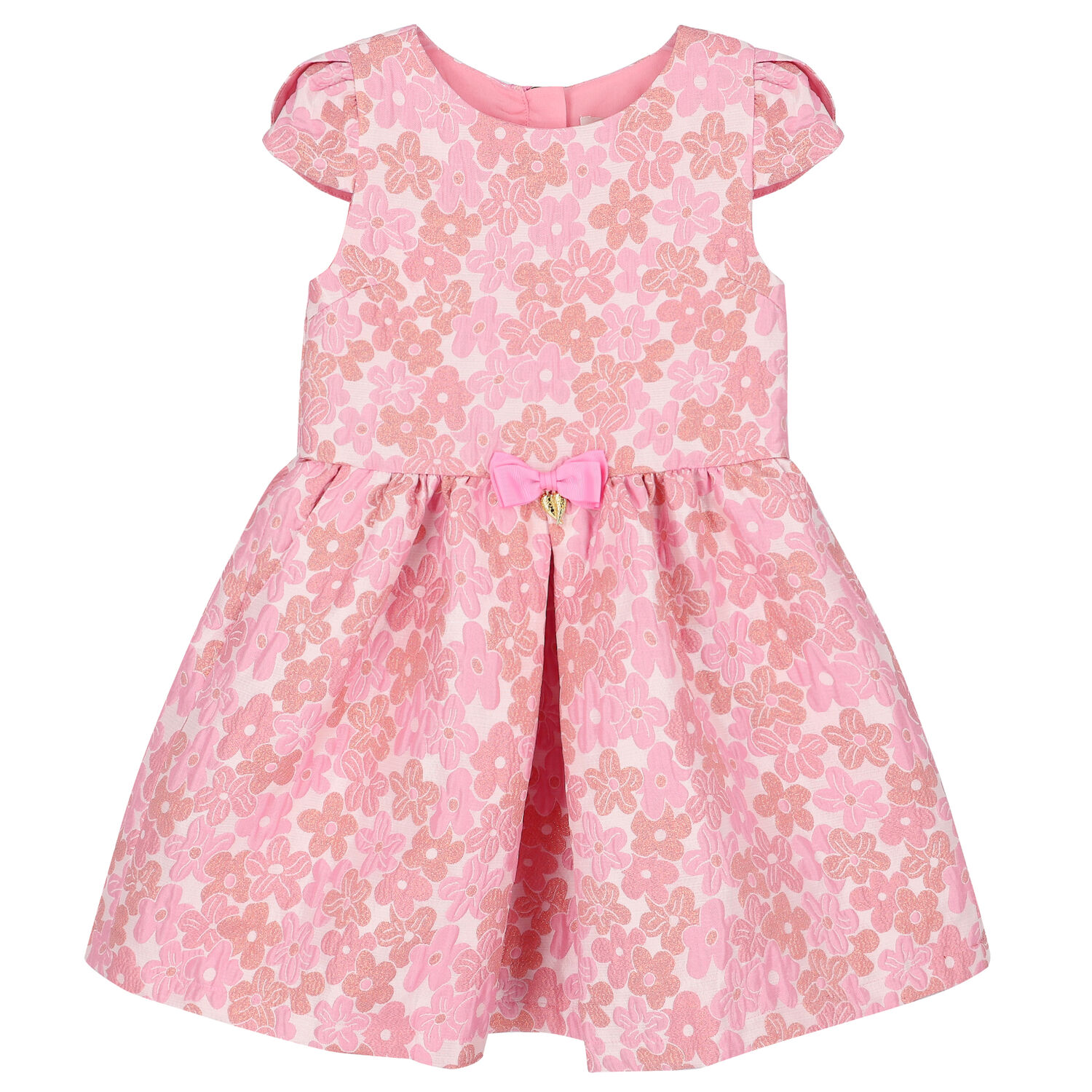 Girls Pink Floral Jacquard Dress, 1, hi-res image number null