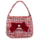 Girls Red Bow Tweed Handbag, , hi-res