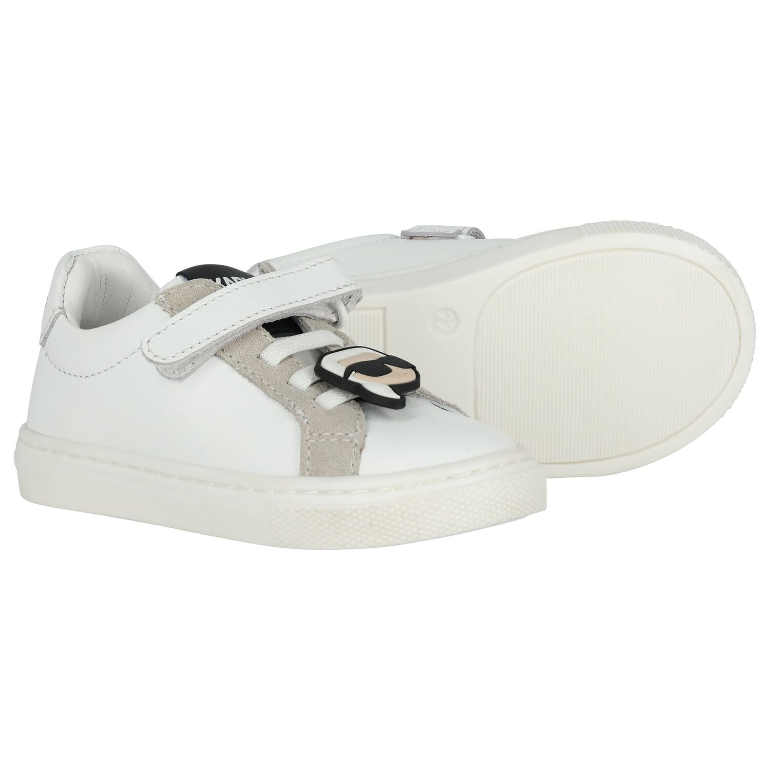 White Ikonik Karl Logo Trainers, 1, hi-res