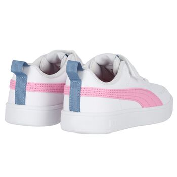 Girls White & Pink Rickie Velcro Trainers