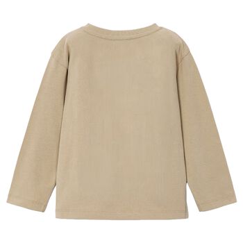 Boys Beige Dog Long Sleeve Top