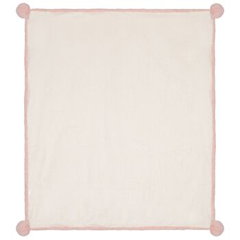 Baby Girls Pink & Ivory Pom Pom Blanket