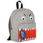 Boys Grey Shark Backpack, 1, hi-res