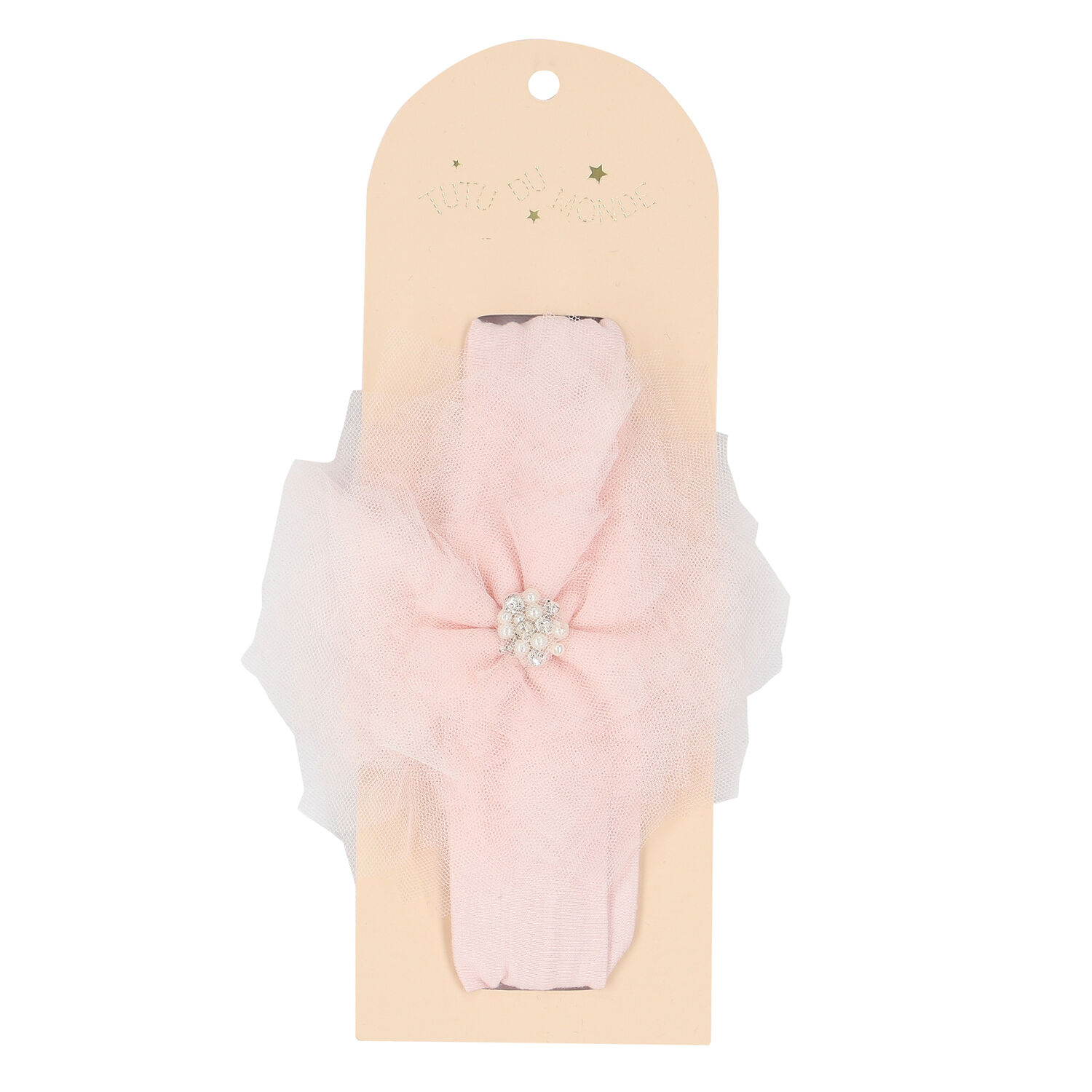 Girls Pink Tulle Flower Headband, 1, hi-res