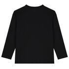 Boys Black Logo Long Sleeve Top, 1, hi-res