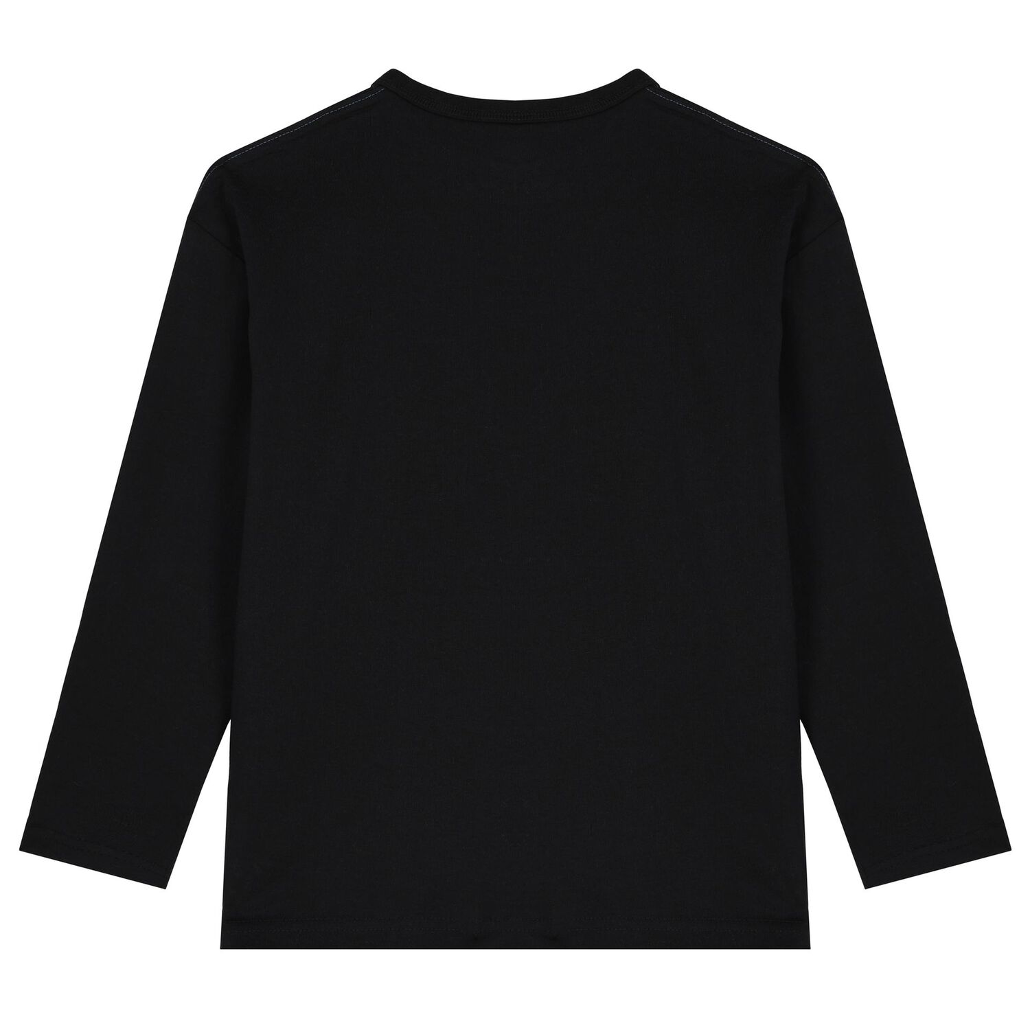 Boys Black Logo Long Sleeve Top, 1, hi-res