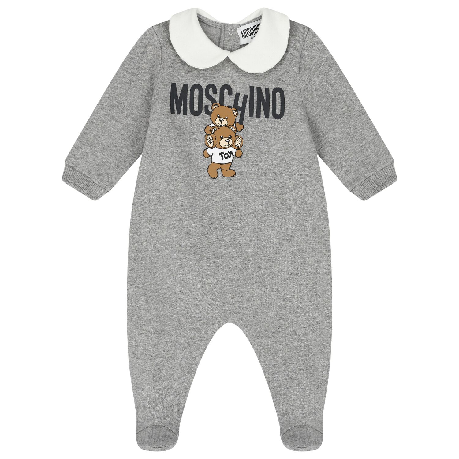 Grey Teddy Bear Logo Babygrow, 1, hi-res