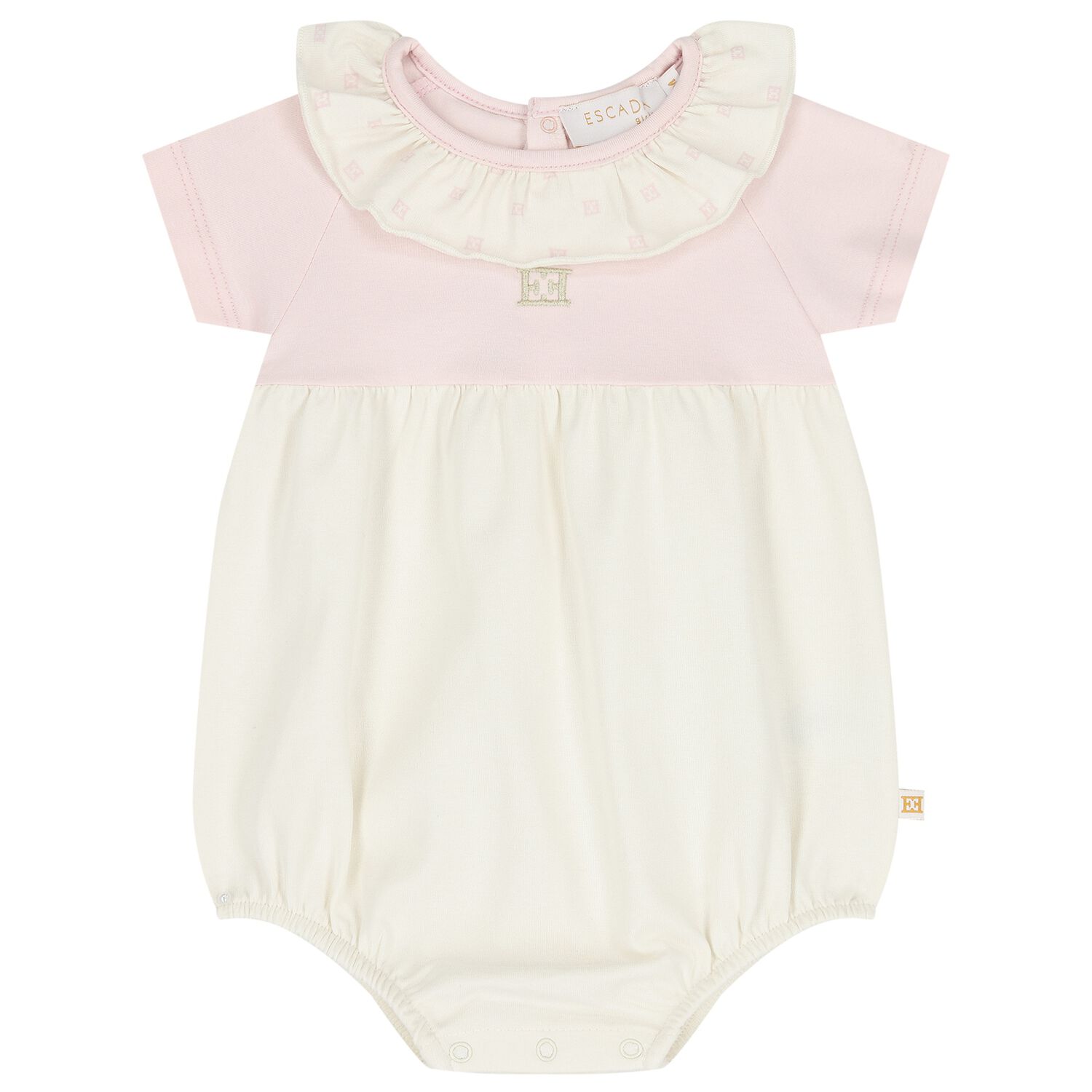 Baby Girls Pink & Ivory Logo Bodysuit, 1, hi-res