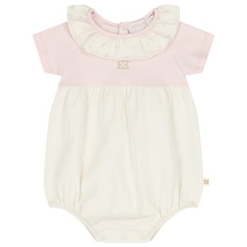 Baby Girls Pink & Ivory Logo Bodysuit