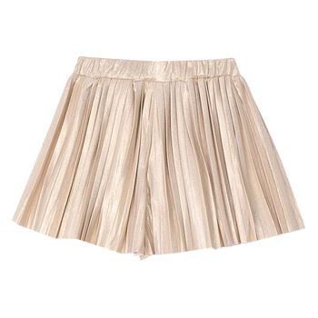 Girls Gold Shimmer Pleated Skort