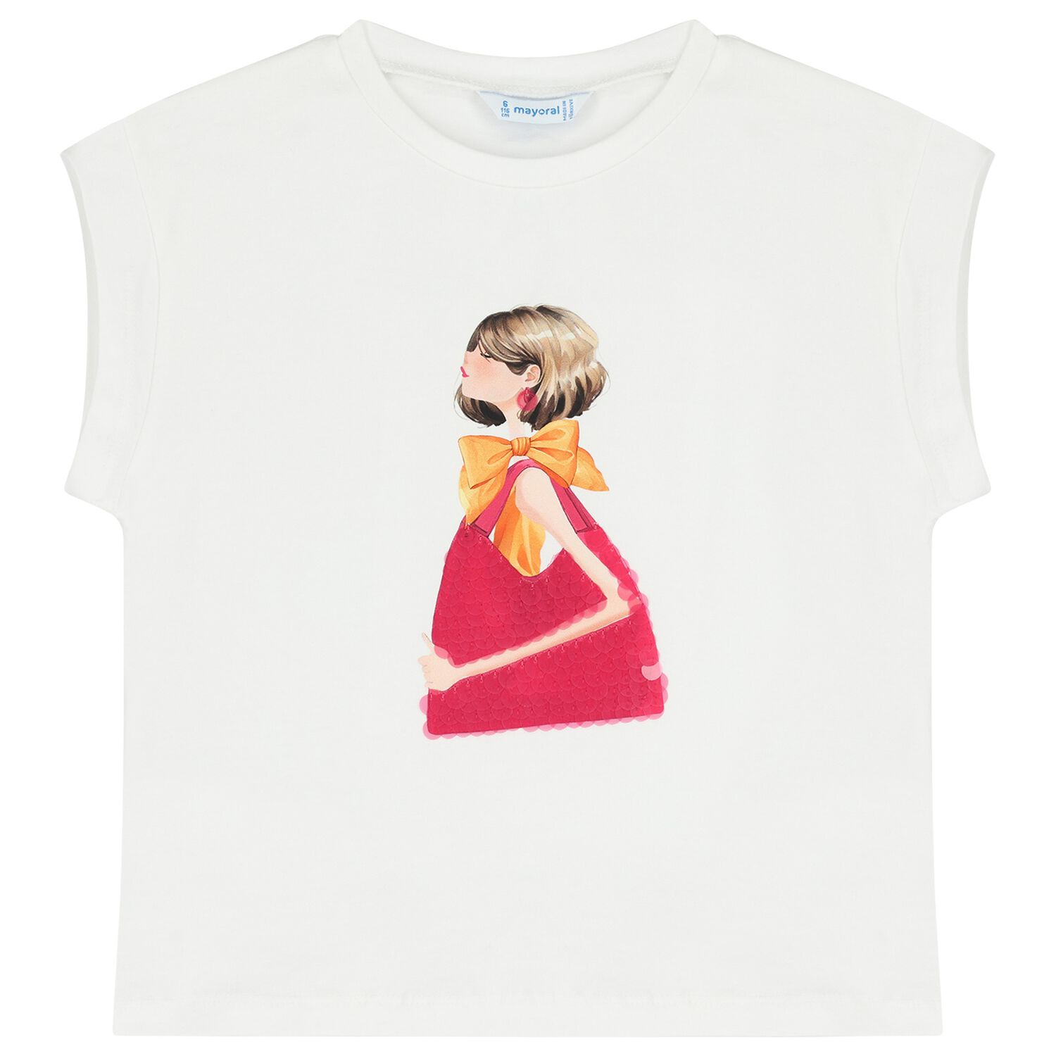 Girls White Sequin T-Shirt, 1, hi-res