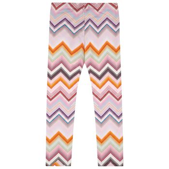 Girls Pink Zig Zag Leggings