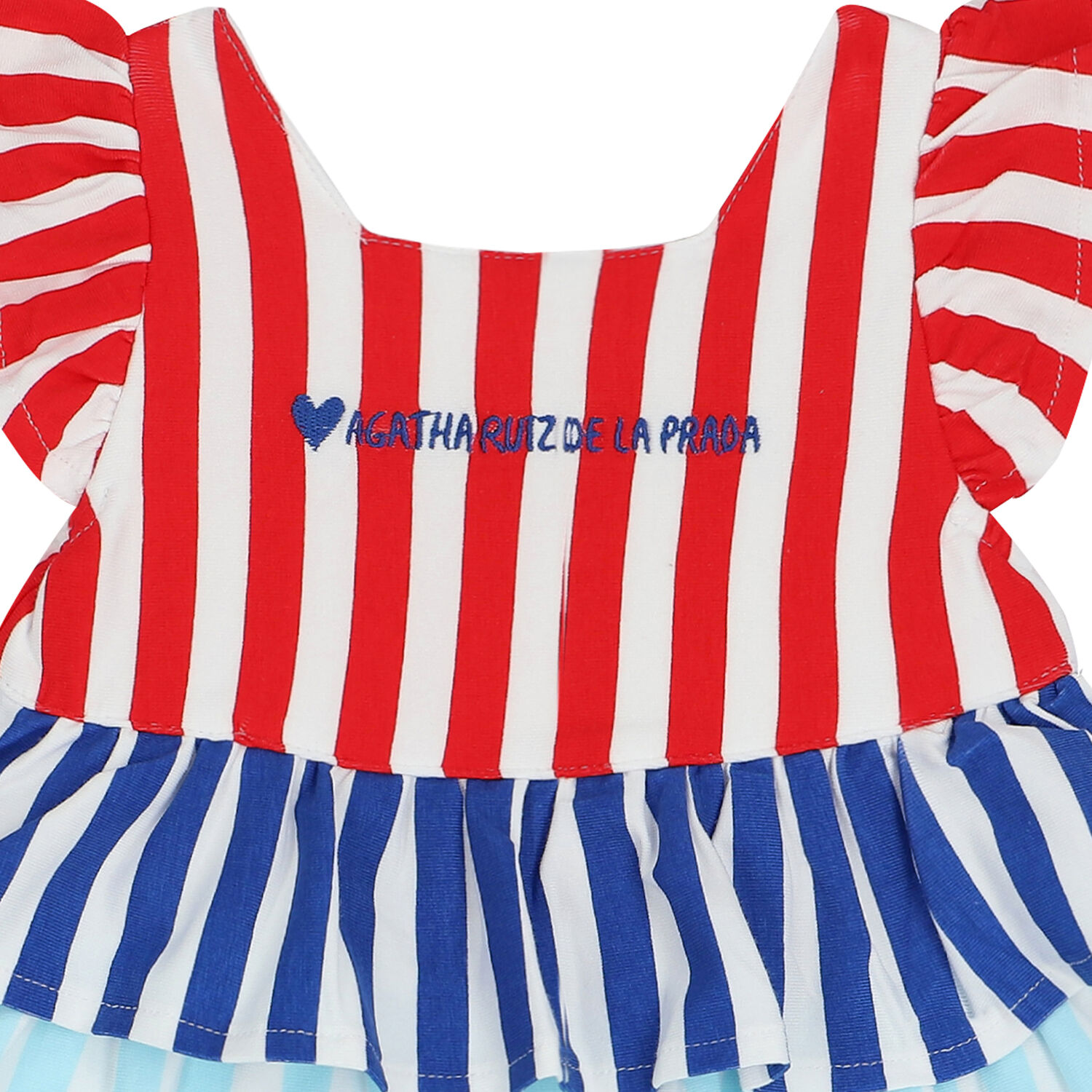 Baby Girls Red, White & Blue Striped Shortie, 1, hi-res
