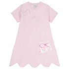 Girls Pink Logo Bow Bag Print Dress, 1, hi-res