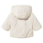Baby Girls Ivory & Beige Bow Reversible Jacket, 1, hi-res