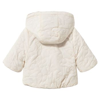 Baby Girls Ivory & Beige Bow Reversible Jacket