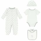 Baby White & Grey Elephant Babygrow Set, 1, hi-res