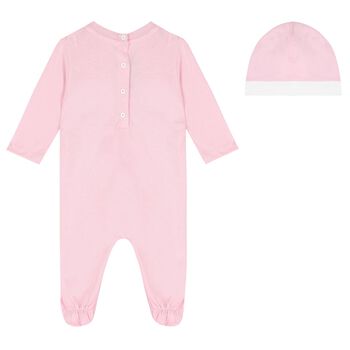Baby Girls White & Pink Logo Babygrow Gift Set