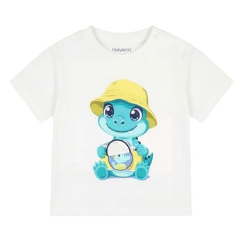 Younger Boys White Crocodile T-Shirt
