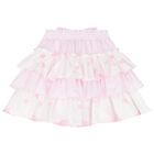 Girls White & Pink Cotton Skirt Set, 1, hi-res