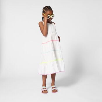 Girls White Tiered Dress