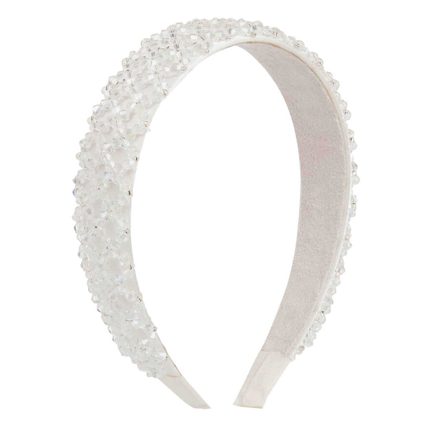 Girls White Embellished Headband, 1, hi-res