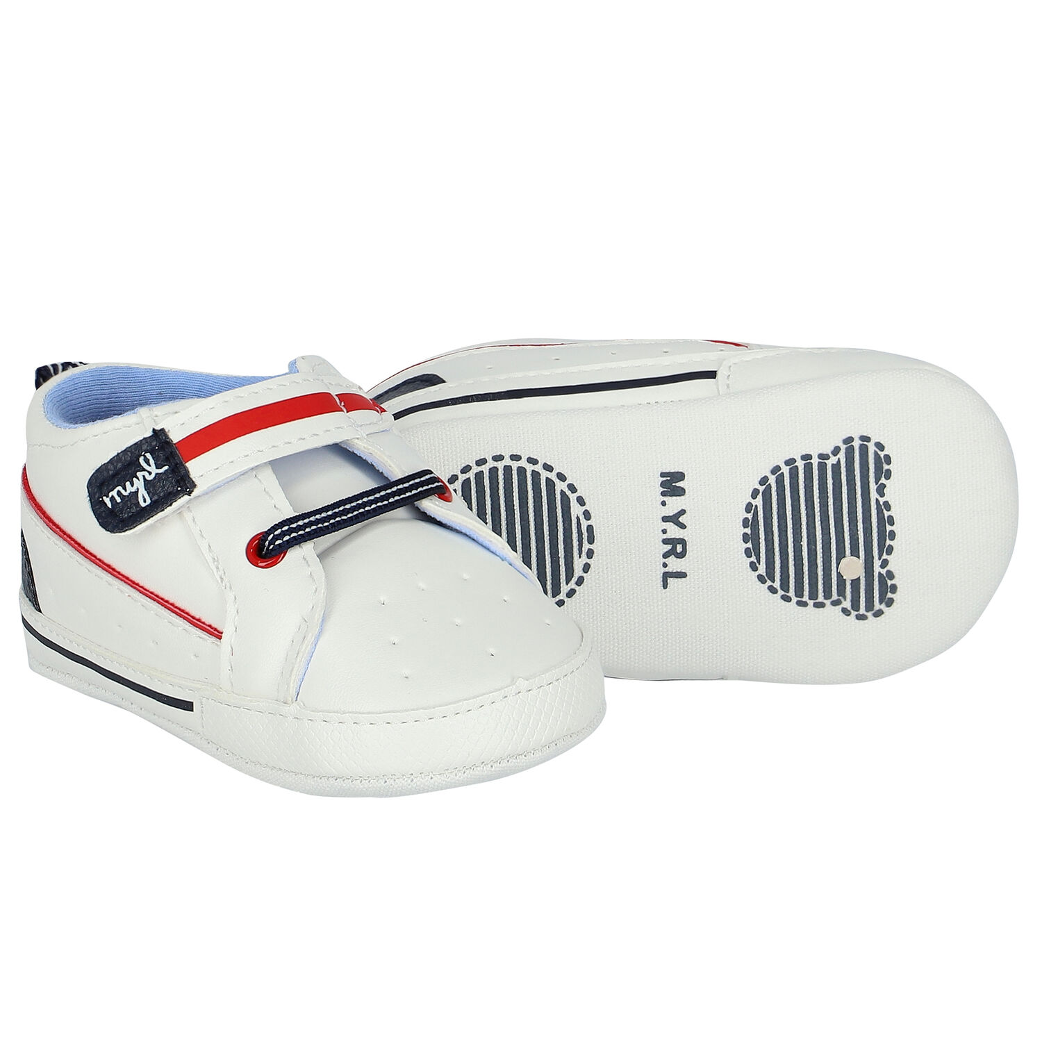 Baby Boys White Logo Pre Walker Shoes, 1, hi-res